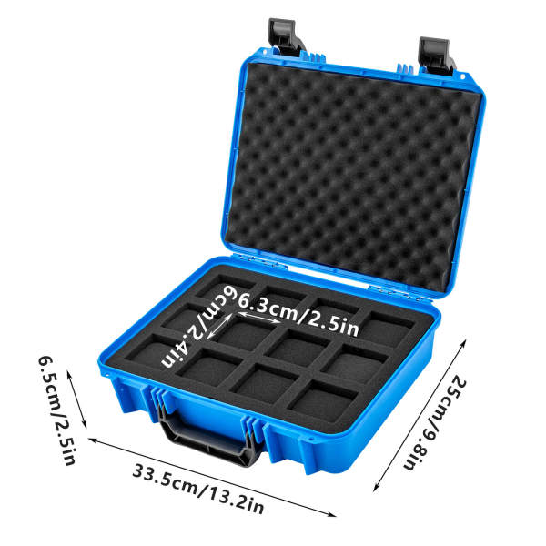 Blue 12 Watch Box Hard Case Travel Storage Protection Shockproof Pressure