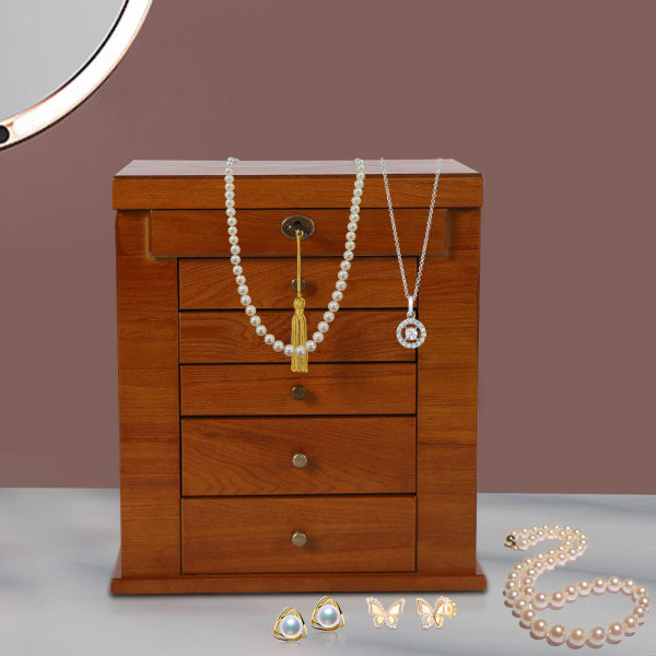 6-Tier Jewellery Box Jewellery Organiser Storage with Drawers Velvet Lining for Rings Earrings Bracelets Necklaces