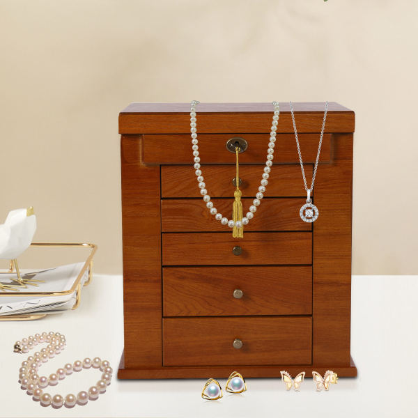 6-Tier Jewellery Box Jewellery Organiser Storage with Drawers Velvet Lining for Rings Earrings Bracelets Necklaces