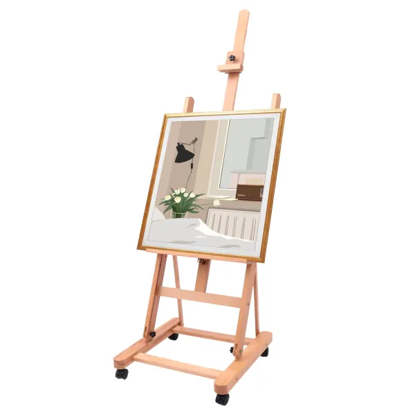 Wooden Easel Adjustable Height Angle Display H-Frame Beech Floor Painting Stand Artist Painting Craft Studio 68.89- 94.48in Wooden Easel Adjustable Height Angle Display H-Frame Beech Floor Painting Stand Artist Painting Craft Studio 68.89- 94.48in