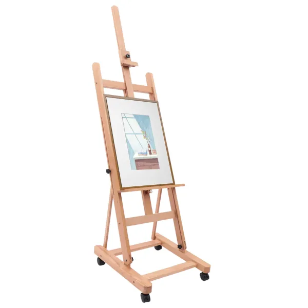 Wooden Easel Adjustable Height Angle Display H-Frame Beech Floor Painting Stand Artist Painting Craft Studio 68.89- 94.48in Wooden Easel Adjustable Height Angle Display H-Frame Beech Floor Painting Stand Artist Painting Craft Studio 68.89- 94.48in