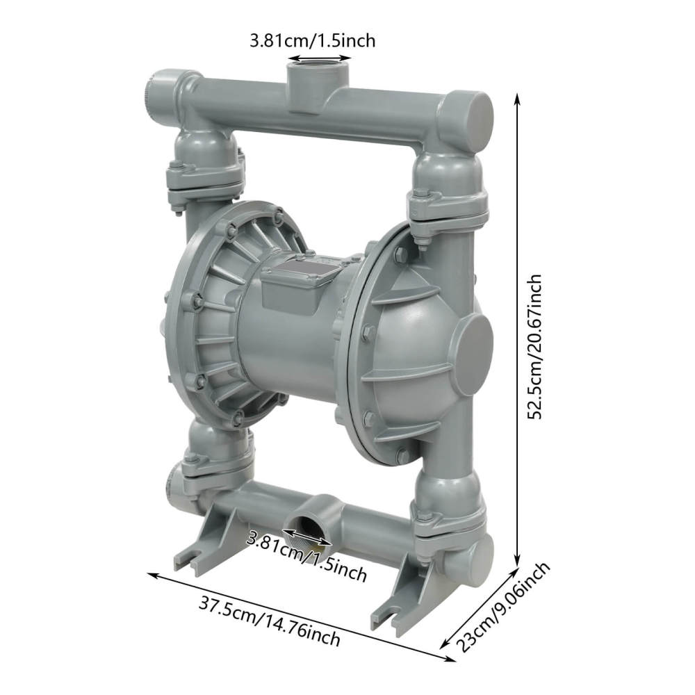Air Operated Double Diaphragm Pump, 1-1/2 inch Inlet/Outlet Pneumatic ...