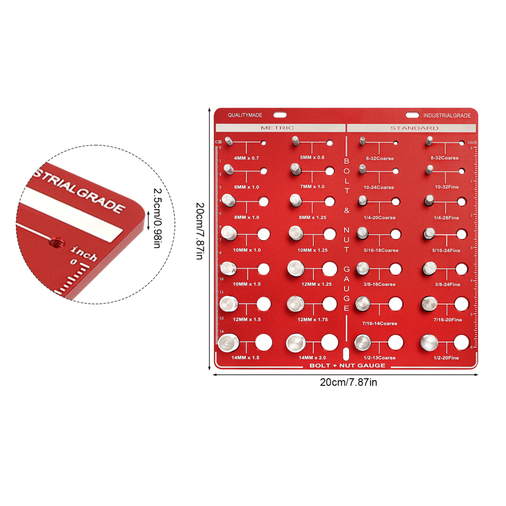 Nut and Bolt Thread Checker, Thread Identifier Gauge Inch and Metric ...
