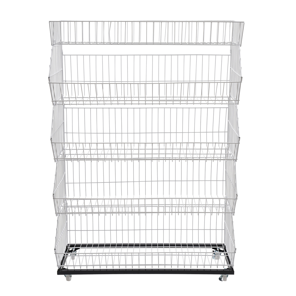 Rolling Supermarket Retail Display Rack 5 Tier Retail Display Shelves ...