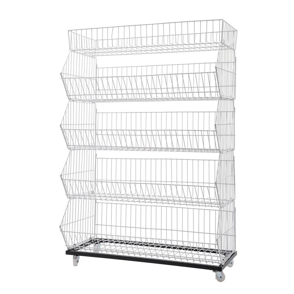 Rolling Supermarket Retail Display Rack 5 Tier Retail Display Shelves ...