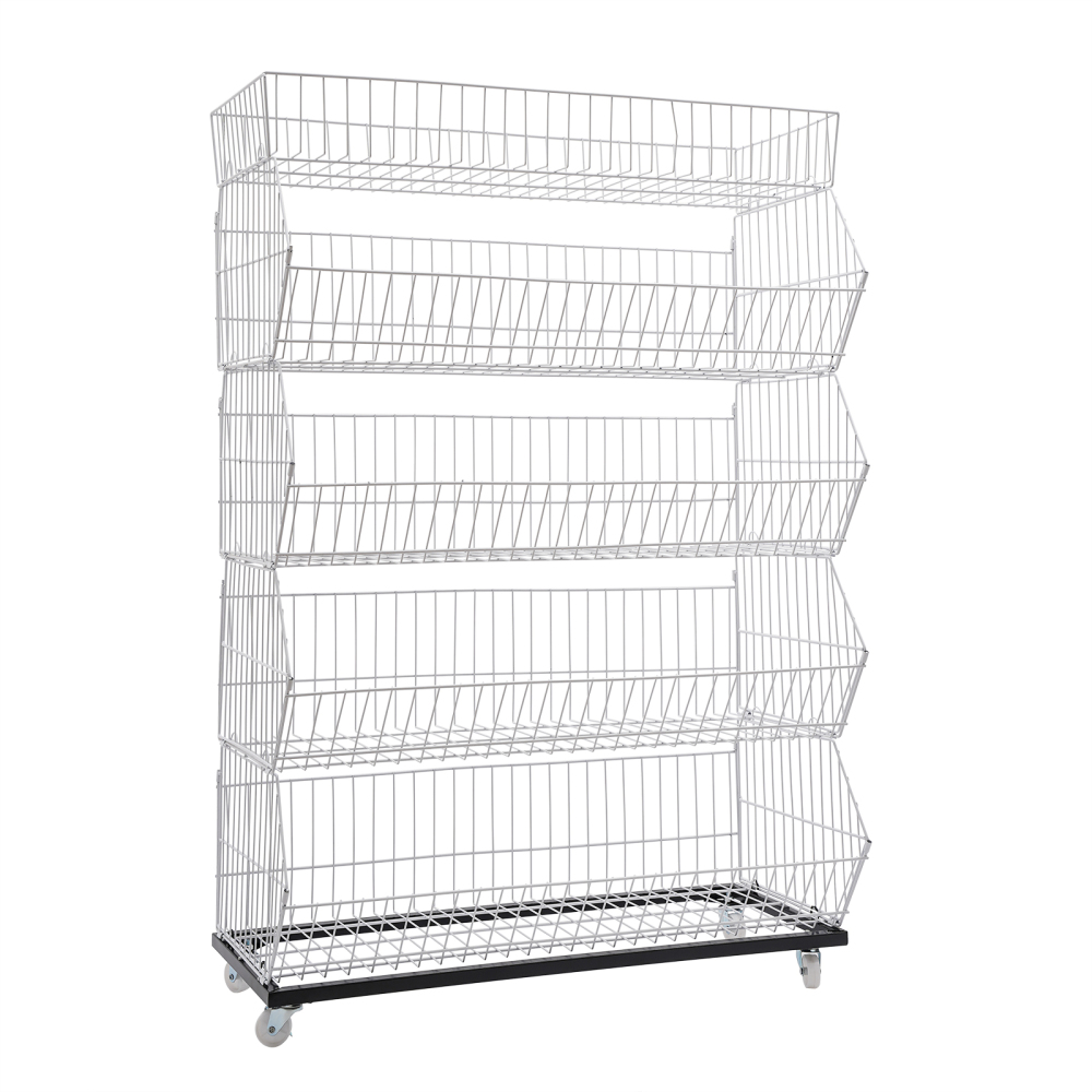 Rolling Supermarket Retail Display Rack 5 Tier Retail Display Shelves ...