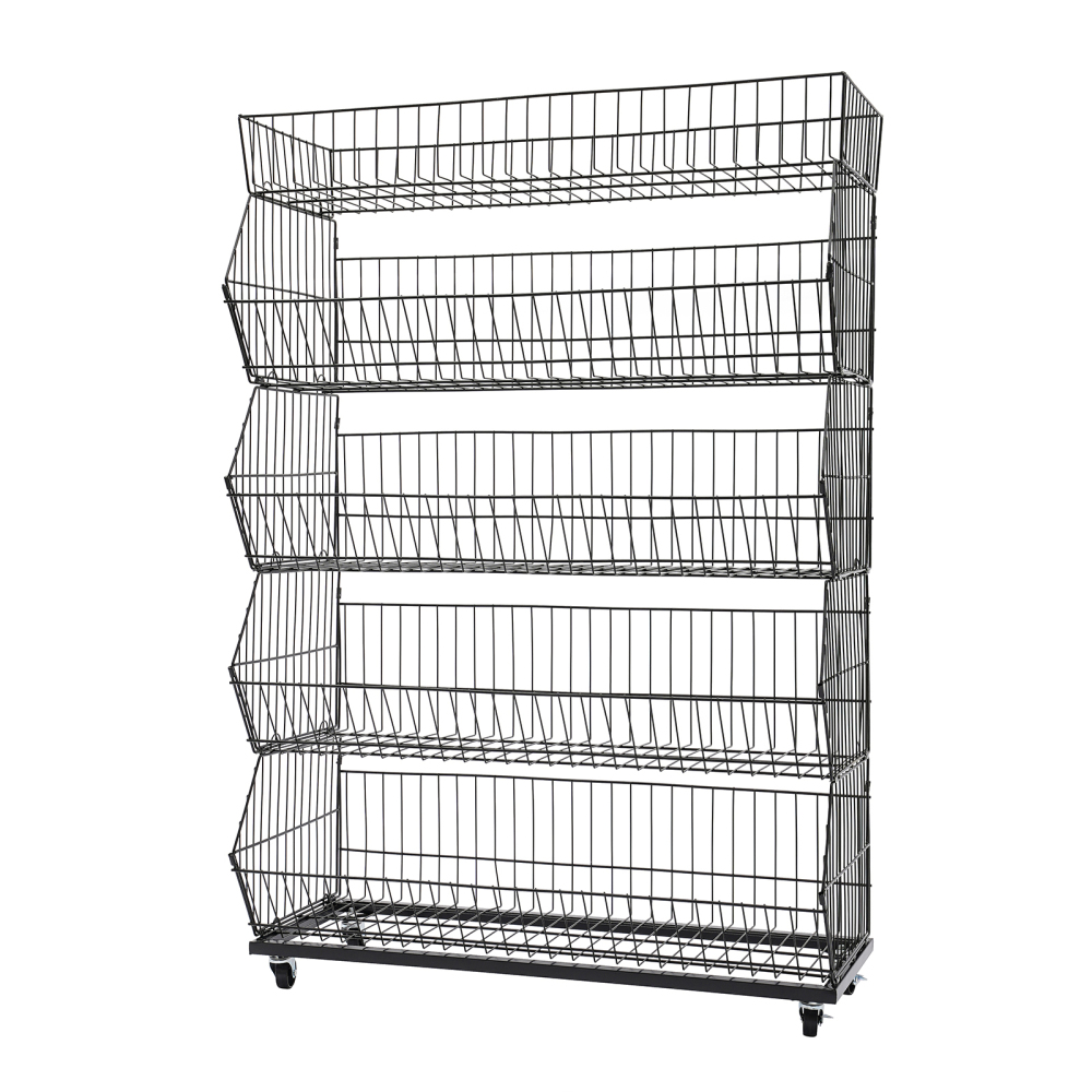 Rolling Supermarket Retail Display Rack 5 Tier Retail Display Shelves ...
