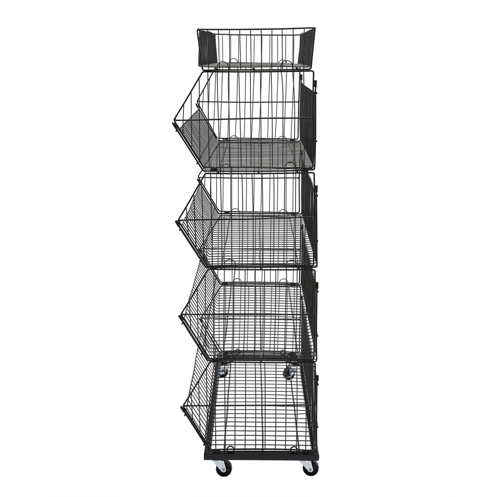 Rolling Supermarket Retail Display Rack 5 Tier Retail Display Shelves ...