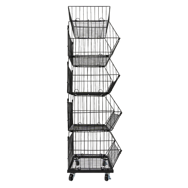 Rolling Supermarket Retail Display Rack 5 Tier Retail Display Shelves Stand Shelf with Wheels