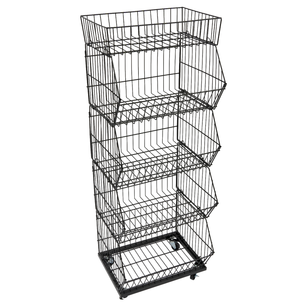 Rolling Supermarket Retail Display Rack 5 Tier Retail Display Shelves ...