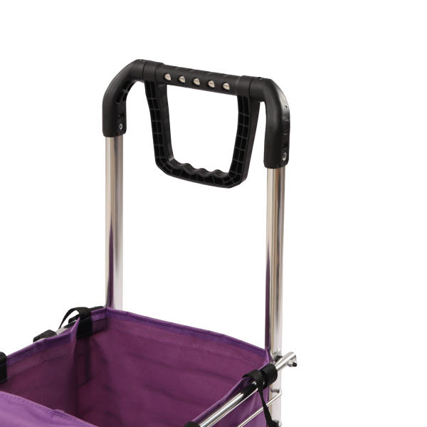 35L 18.11*14.56*36.61inch 8 Wheels Household Foldable Shopping Cart-Waterproof Oxford Cloth Bag Silver and Purple