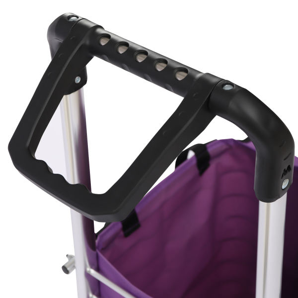35L 18.11*14.56*36.61inch 8 Wheels Household Foldable Shopping Cart-Waterproof Oxford Cloth Bag Silver and Purple