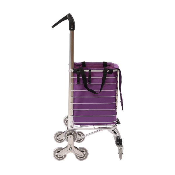 35L 18.11*14.56*36.61inch 8 Wheels Household Foldable Shopping Cart-Waterproof Oxford Cloth Bag Silver and Purple