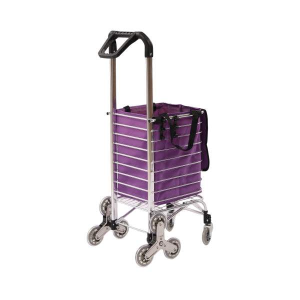 35L 18.11*14.56*36.61inch 8 Wheels Household Foldable Shopping Cart-Waterproof Oxford Cloth Bag Silver and Purple
