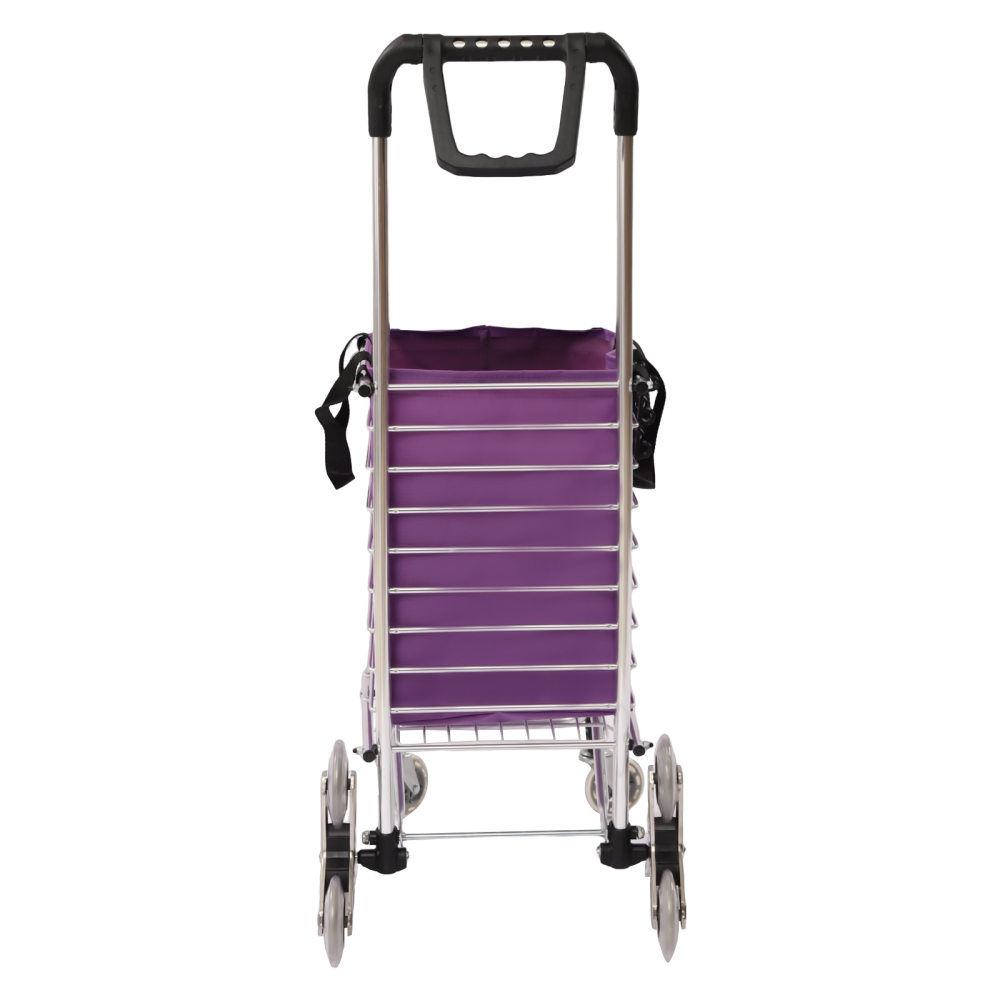 35L 18.11*14.56*36.61inch 8 Wheels Household Foldable Shopping Cart-Waterproof Oxford Cloth Bag Silver and Purple