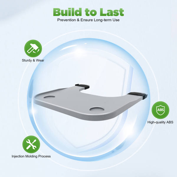 Grey ABS Wheelchair Tray Table, Wheelchair Dining Board, Mobility Aid - 20kg Load Capacity, 22.83*20.67in
