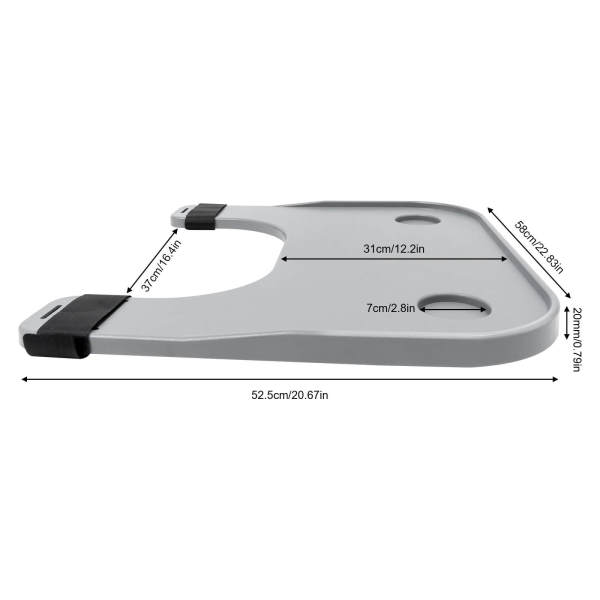 Grey ABS Wheelchair Tray Table, Wheelchair Dining Board, Mobility Aid - 20kg Load Capacity, 22.83*20.67in