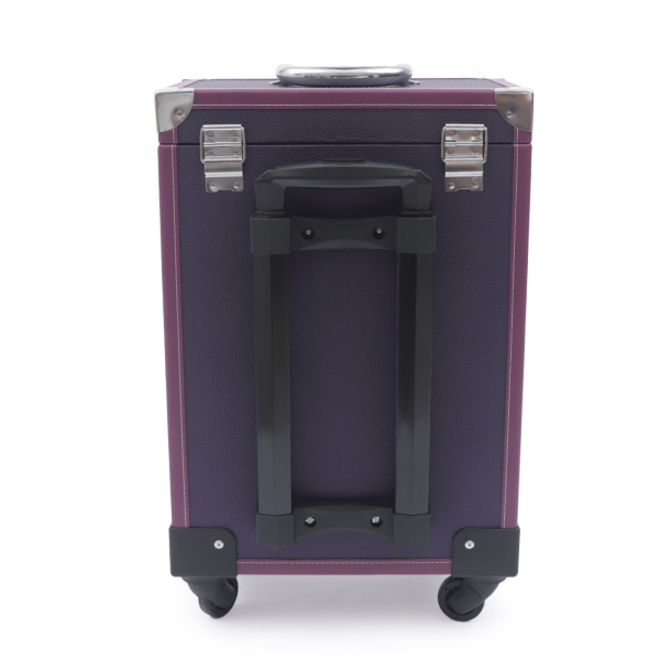 Makeup Train Case Rolling Makeup Trolley Case Nail Polish Organizer Jewelry Travel Cosmetic Train Case w/ 4 Wheels 14.2*9*19.29'' Purple