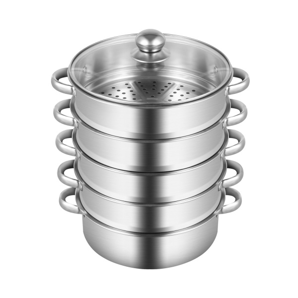 5-Tier Stainless Steel Steamer Set 26cm Steam Cooker Cooking Pots