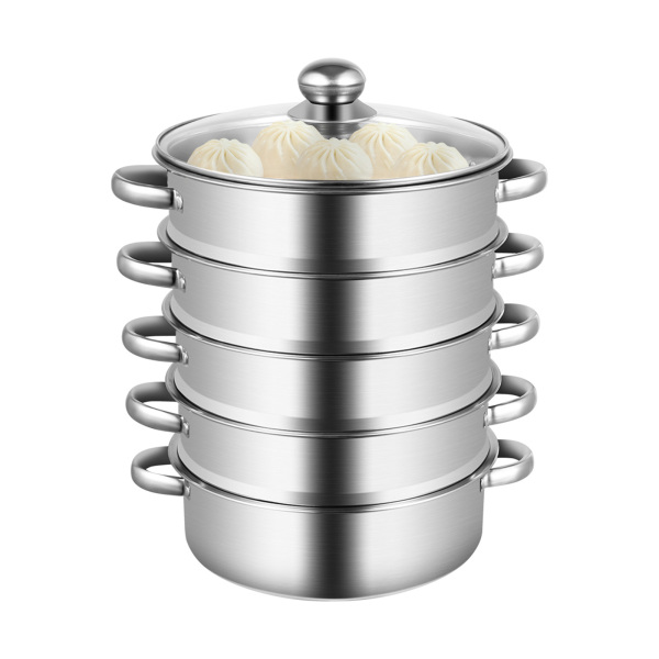 5-Tier Stainless Steel Steamer Set 26cm Steam Cooker Cooking Pots