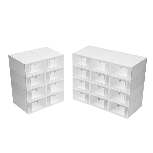Pack of 20 stackable and durable clear plastic shoe storage boxes 9*13*5.5inch