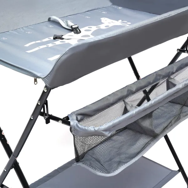 Baby Changing Table Mobile Infant Care Station Folding Nursery Changer Tables with Bottom Storage Board Elevated Fence for Changing Clothes and Diapers