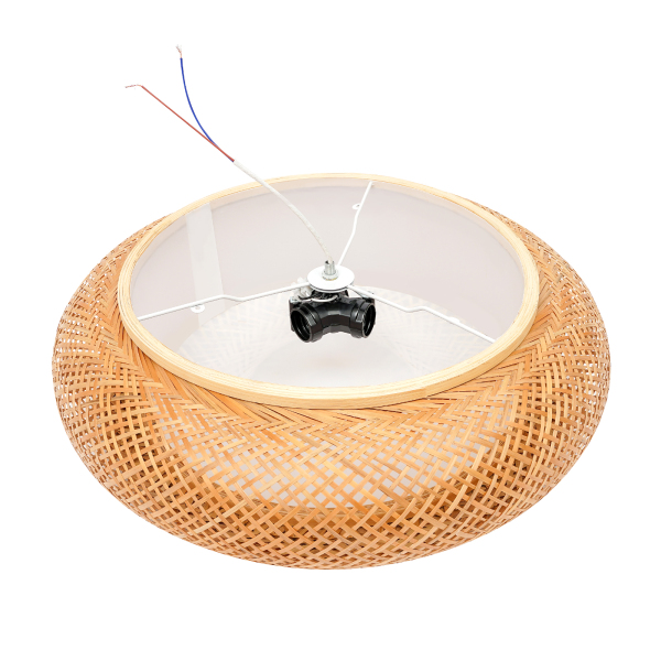 50cm Asian Rustic Bamboo Flush Mount Ceiling Light Rattan Ceiling Fixture 3-Lamp