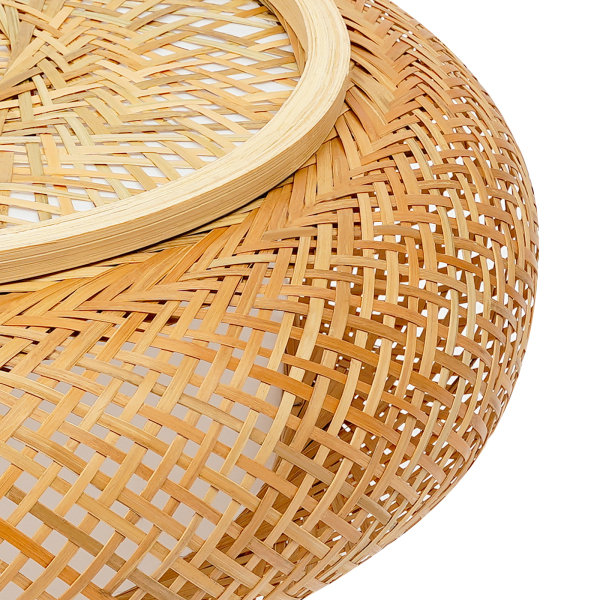 50cm Asian Rustic Bamboo Flush Mount Ceiling Light Rattan Ceiling Fixture 3-Lamp