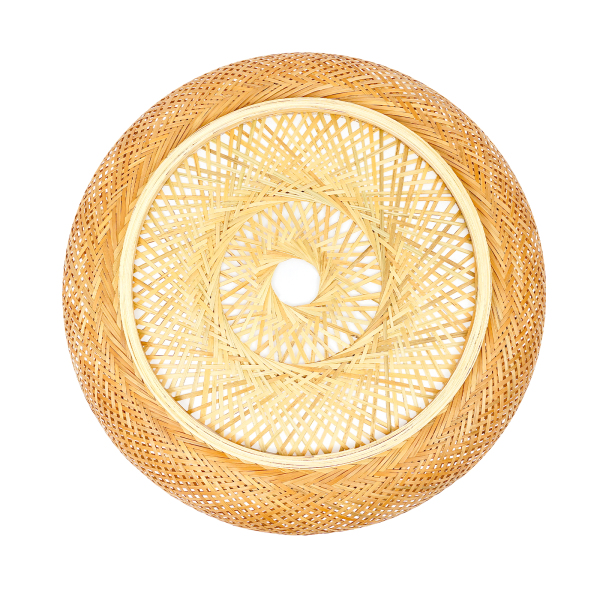 50cm Asian Rustic Bamboo Flush Mount Ceiling Light Rattan Ceiling Fixture 3-Lamp