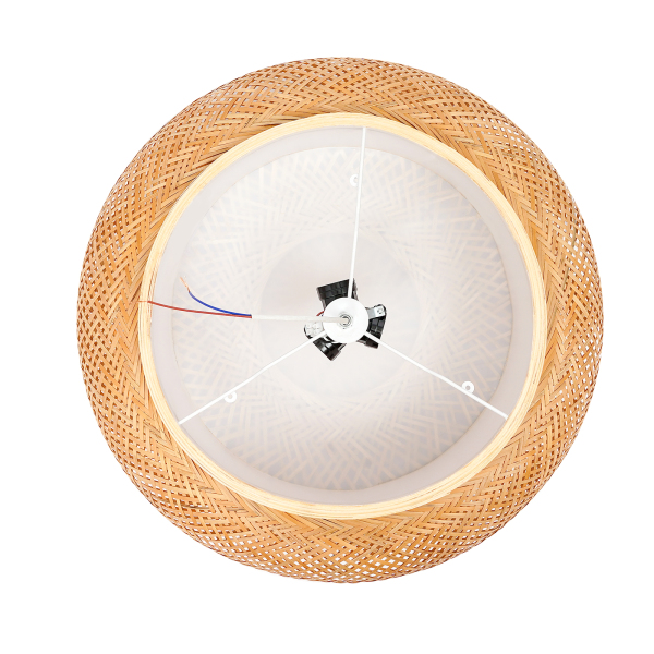 50cm Asian Rustic Bamboo Flush Mount Ceiling Light Rattan Ceiling Fixture 3-Lamp