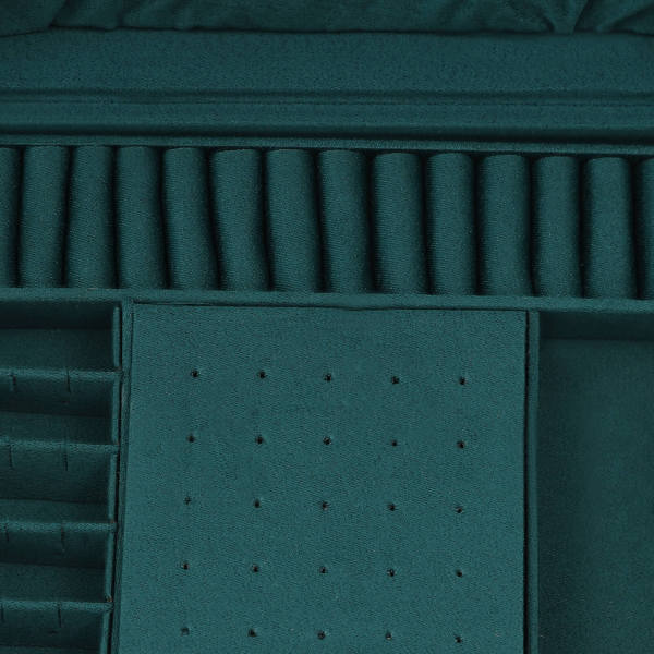 3-Layer Drawer Jewelry Box, Dark Green Suede,  Storage Box, Jewelry Organizer, for Rings Earrings Necklaces, 24*17*11cm