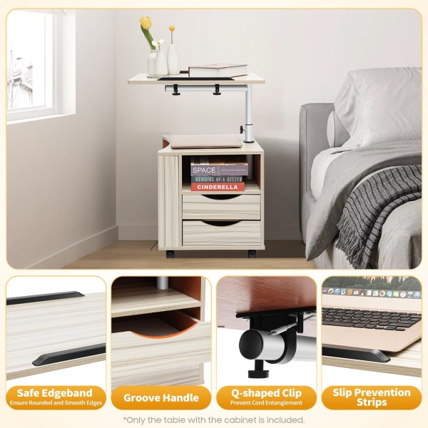 Portable Removable Nightstand Sofa Coffee Side Desk Laptop Holder Adjustable Height Computer Table