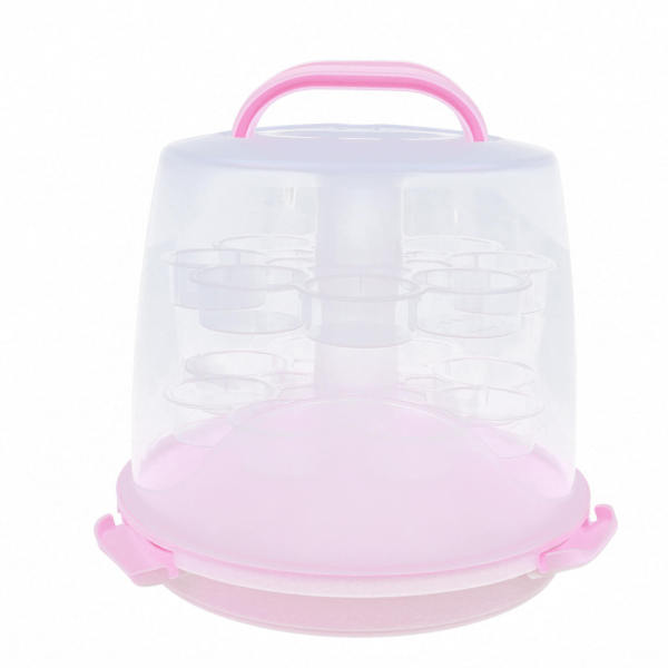 Plastic Pink Cupcake Carrier, Cupcake Holder, 3-Tiers Cupcake Carrier for nuts, fruits, cookies