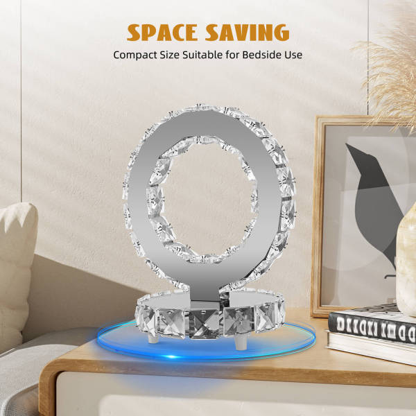 Crystal bedside table lamp 20cm (British standard 220V) Ring Shaped, Modern Small Lamp for Bedroom, Living Room, Nightstand, Desk lamp