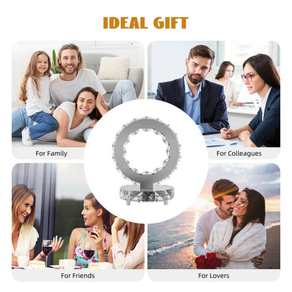 Crystal bedside table lamp 20cm (British standard 220V) Ring Shaped, Modern Small Lamp for Bedroom, Living Room, Nightstand, Desk lamp