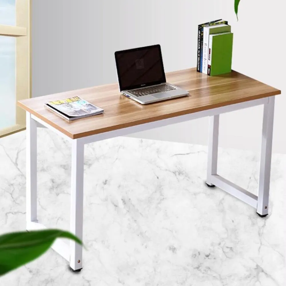 Wood Computer Desk PC Table Writing Study Table Workstation Steel Legs ...