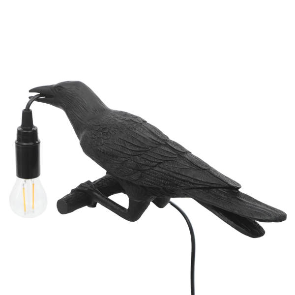 Crow Wall Lamp, Unique Raven Birds Wall Sconce Light for Bedside, Bird LED Lamp