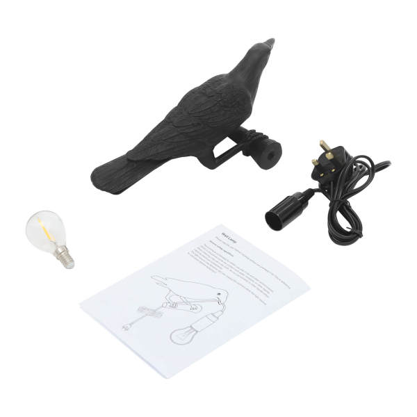 Crow Wall Lamp, Unique Raven Birds Wall Sconce Light for Bedside, Bird LED Lamp