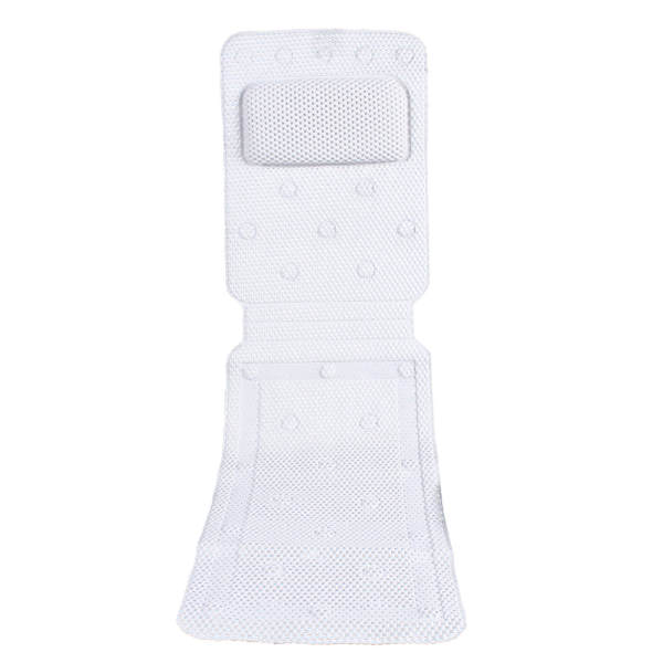 White PVC Foam Bath Mat with Hollow Design & Pillow, Full-Body Bathtub Pad - Foldable, Anti-Slip
