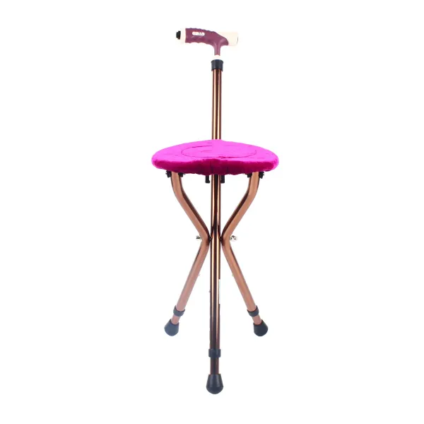 Portable Folding Walking Cane Chair Stool Walking Stick with Seat Height Adjustable Walking Stick +Seat for Seniors