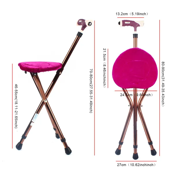 Portable Folding Walking Cane Chair Stool Walking Stick with Seat Height Adjustable Walking Stick +Seat for Seniors