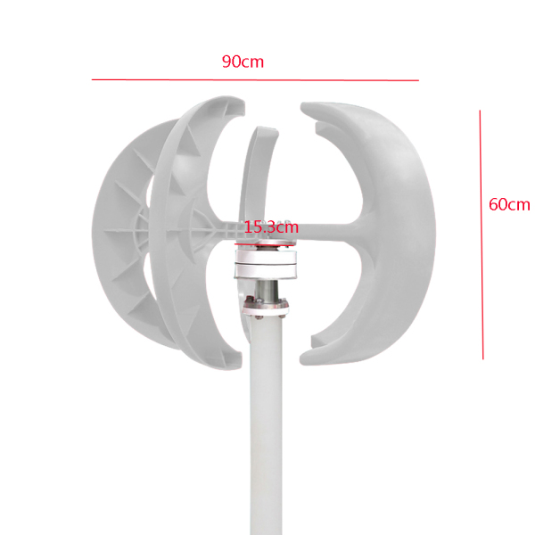 600W 12V Wind Turbine Generator Lantern Vertical Wind Generator 5 Blades White