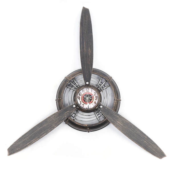 Wall Clock Decoration, Airplane Propeller Wall Clock Decor, Industrial Wall Decor with Clock