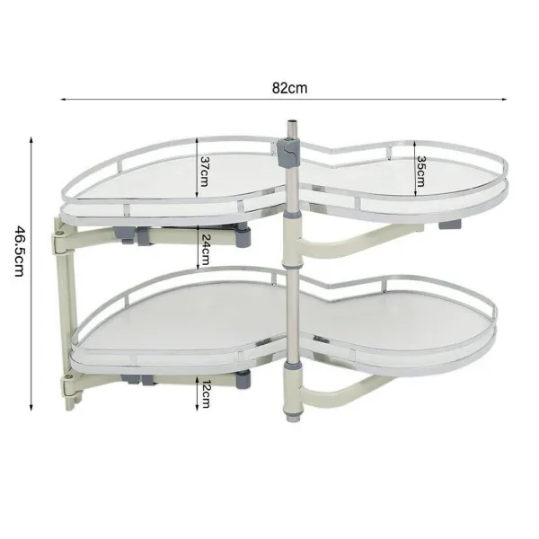 Pull-Out Corner Shelving Right Pull Out Shelf Organiser Height of Tray Can be Adjusted 2 Tiers Swing Tray with Soft Close Device