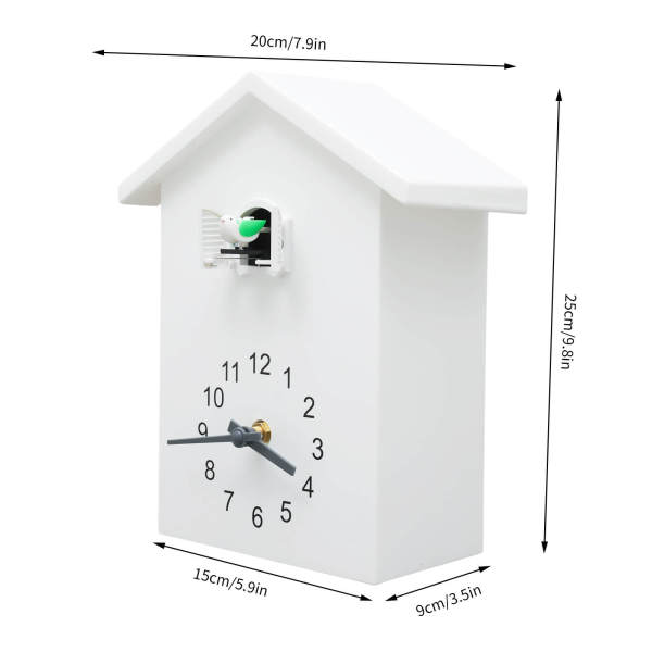 White Cuckoo Clock, Hanging Watch ,Cuckoo Quartz Wall Clock, Modern Bird for Home, Living Room