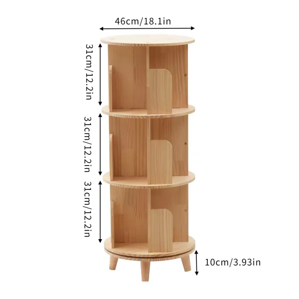 3 Layer Floor-Standing Storage Rack Holder Home Unique Revolving Bookcase Silent