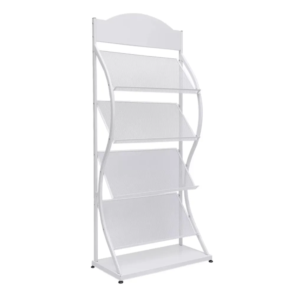Page Rack 4-Layer Iron Floor-Standing Magazine Rack Information Rack Storage Rack ...