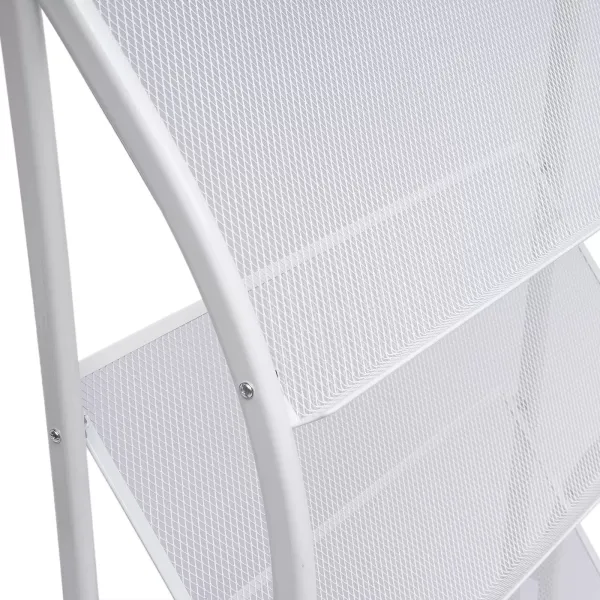 4-Layer Iron Floor-Standing Magazine Rack Information Rack Storage Rack Newspaper Rack Display Rack (White)