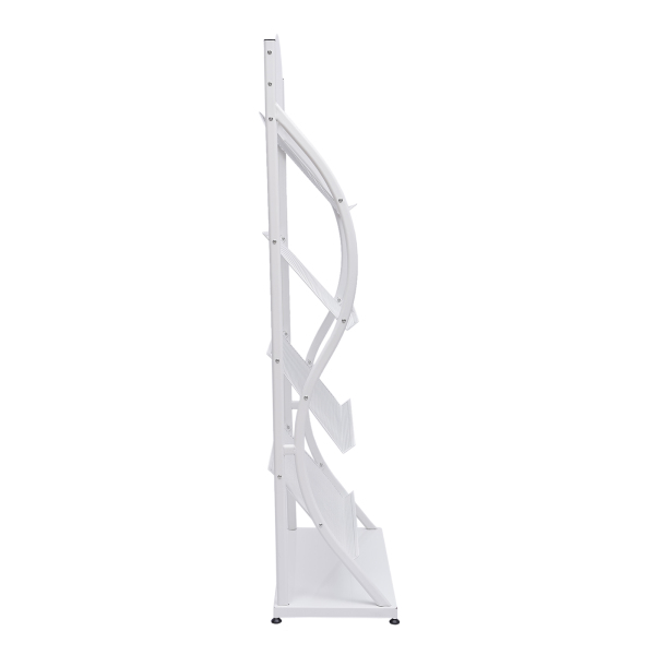 4-Layer Iron Floor-Standing Magazine Rack Information Rack Storage Rack Newspaper Rack Display Rack (White)