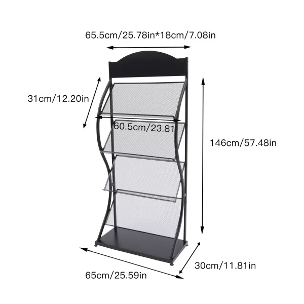 Newspaper Magazine Display Rack Manual Book Rack Floor-Standing Storage Rack